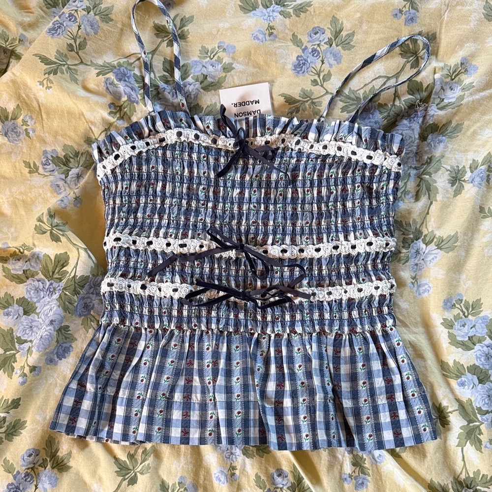 Damson Madder Blue Gingham Cami UK 12